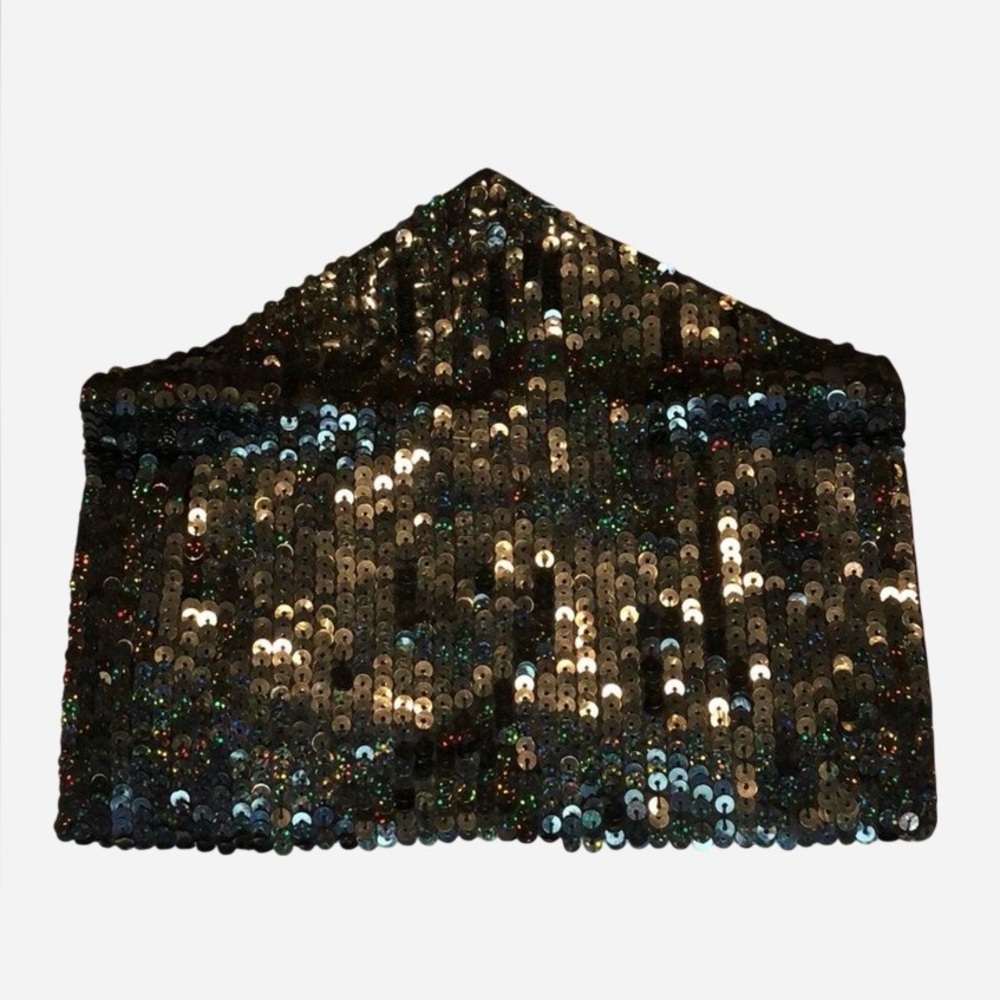 Sequin Clutch Black Multicolor Shine